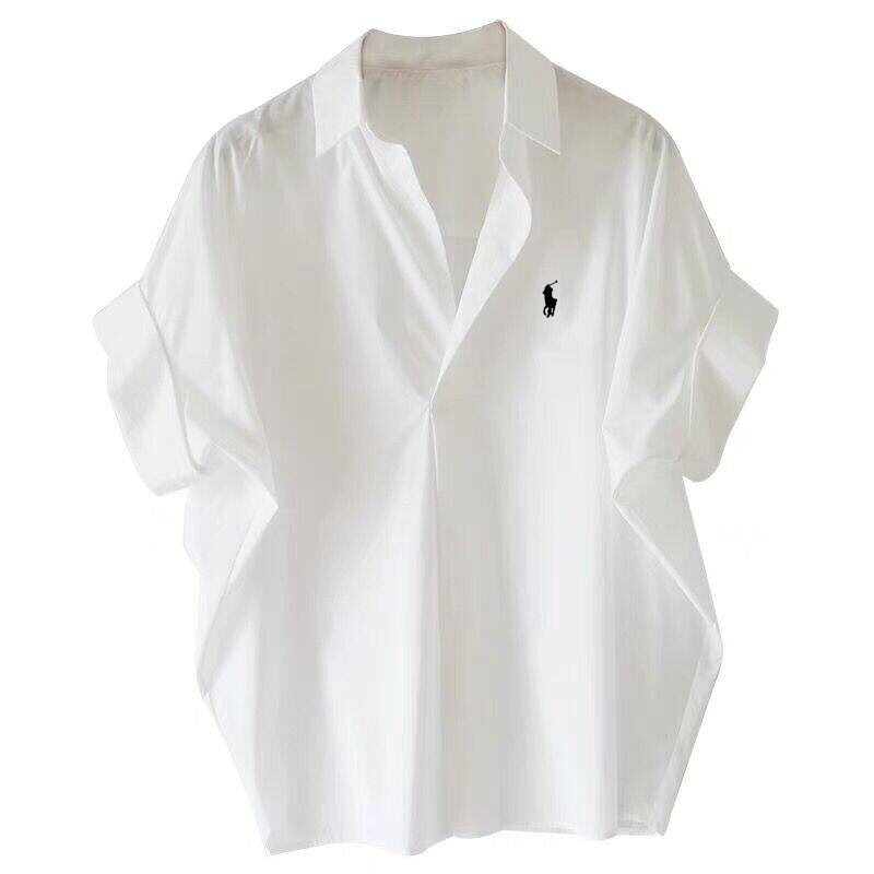 S-3XL cánh dơi dáng thụng Tay Áo Áo Sơ Mi Phụ Nữ Mùa Hè Giản Dị Trắng Kaki Áo Blouse Đen Top