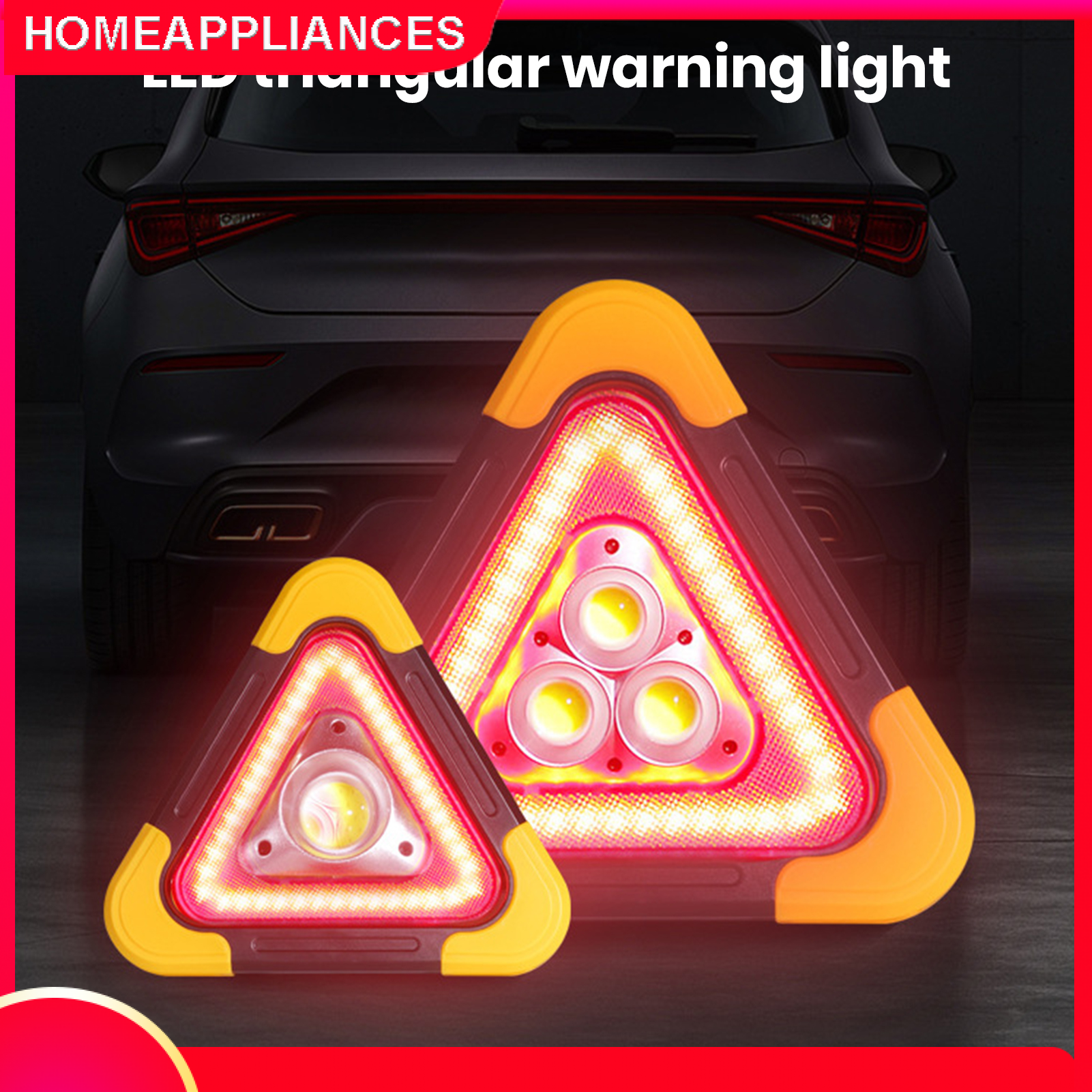 Biển Cảnh Báo Hình Tam Giác Đèn LED Làm Việc Cho Ô Tô Hình Tam Giác, Đèn Báo Động Sự Cố Khẩn Cấp An Toàn Đường Bộ, Đèn Nhấp Nháy Cầm Tay Trên Tay