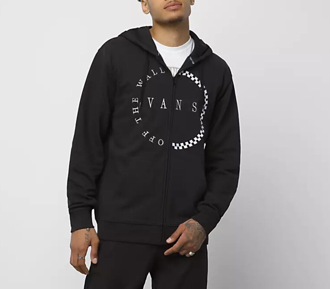 Áo khoác Hoodie Vans chính hãng Clockwise Full Zip Hoodie Black Cotton Sweatshirt Checkerboard VN000