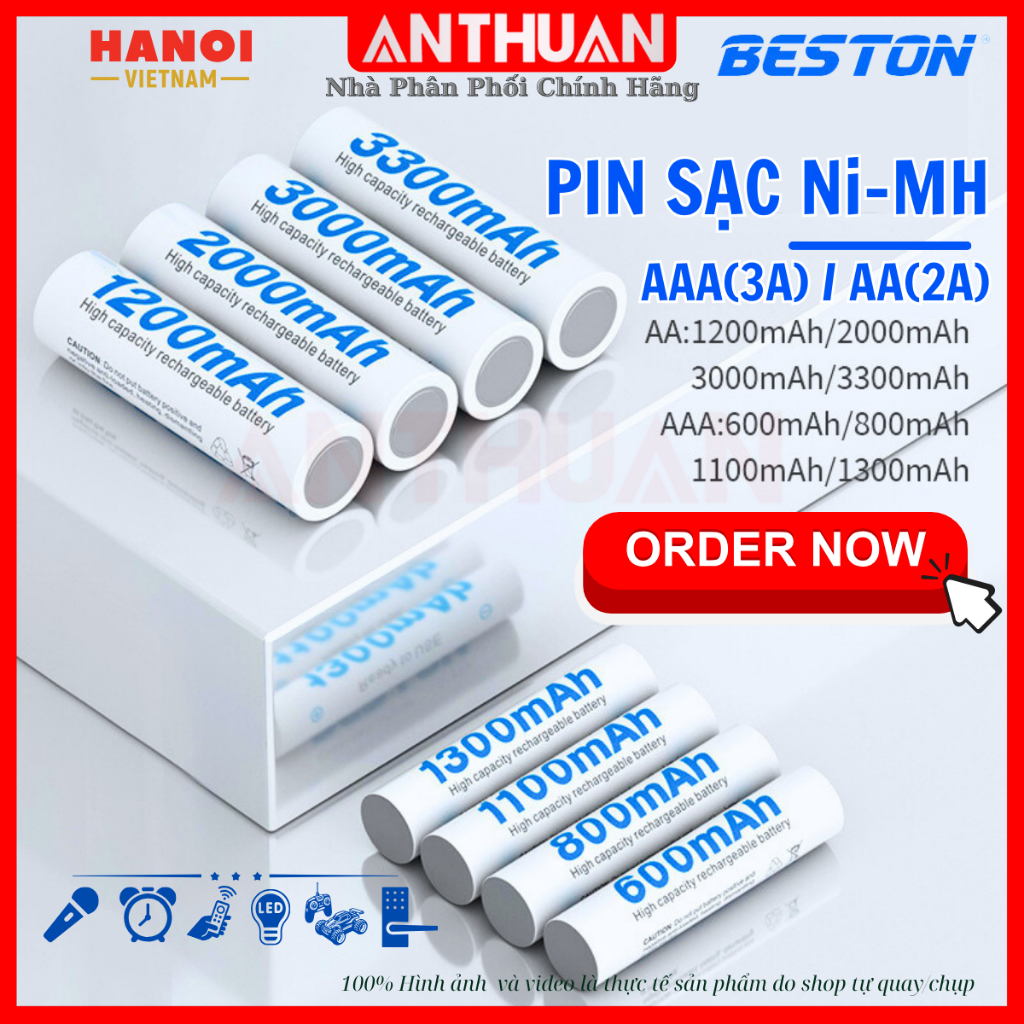 Pin sạc Beston AA / AAA 1.2V Dung lượng cao 3300mAh ... 600mAh Pin Tiểu 2A Pin Đũa 3A Chất Lượng Cao