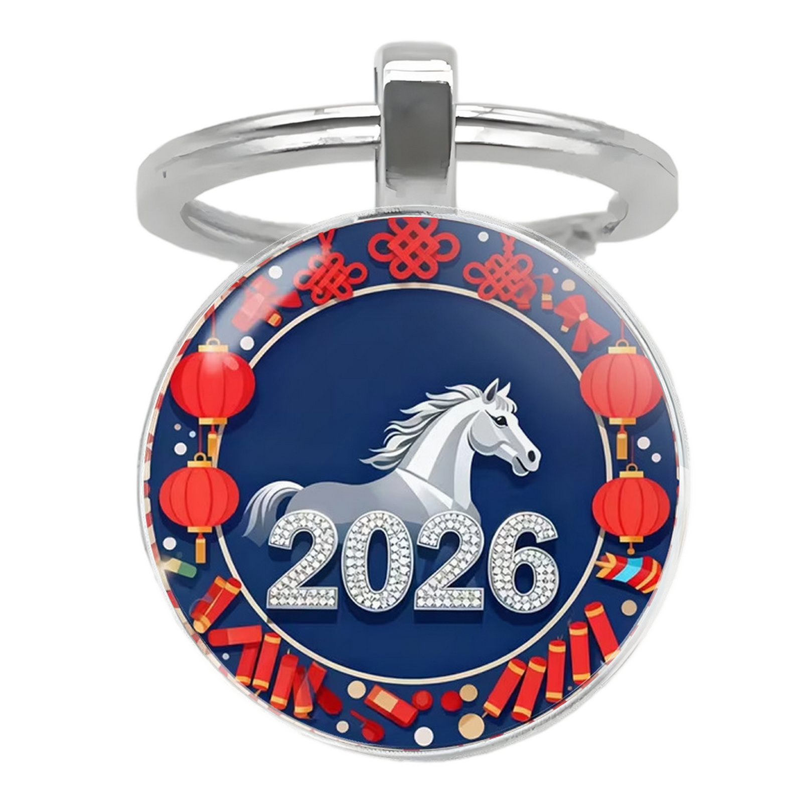Personalized Zodiac Keychain Chinese New Year Keychain 2026 Year of Keychain with Bells – Lucky Zodiac Metal Pendant Compact Holiday Decoration Good Luck Charm - 8