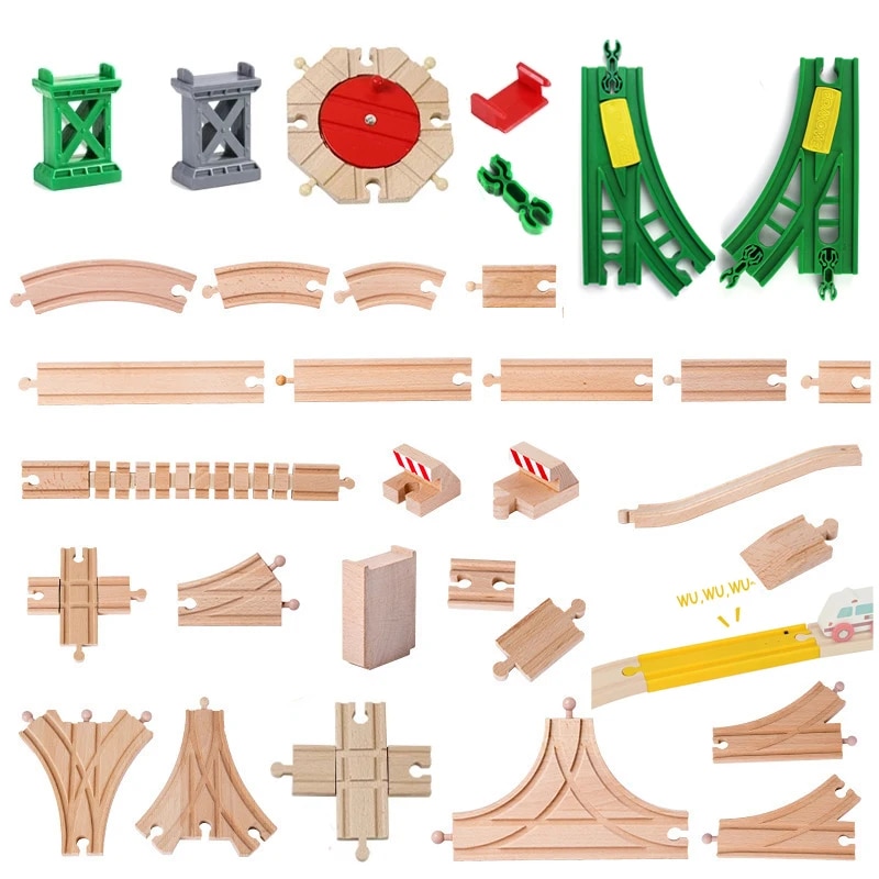 All Kinds Wooden Railway Train Track Accessories Beech Wooden Tracks Fit