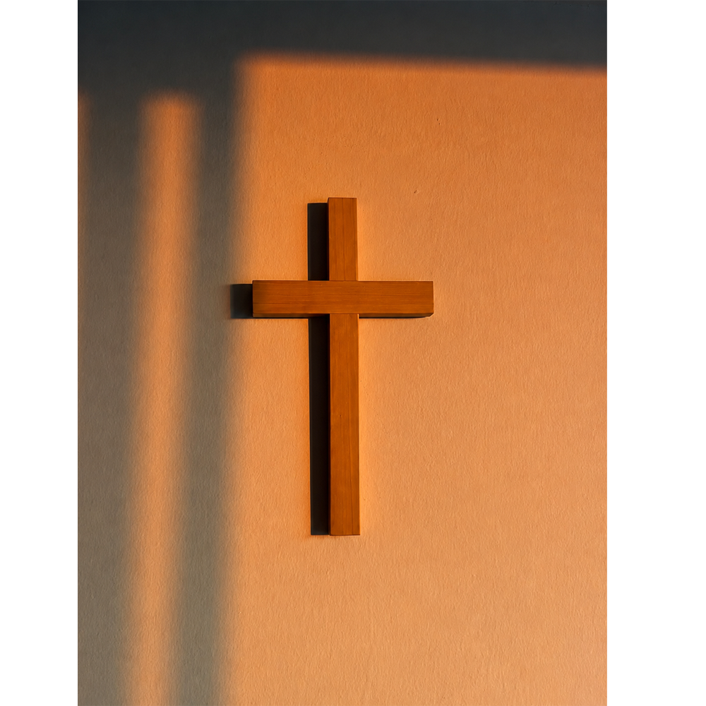 33cm Wall Hanging Holy Cross - Golden Cherry wood 全圣十字架 | Christian Gift for Dad | House Decoration
