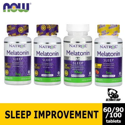 Natrol, Melatonin, Time Release, Extra Strength, 3-5-10 mg, 60-90-100 Tablets