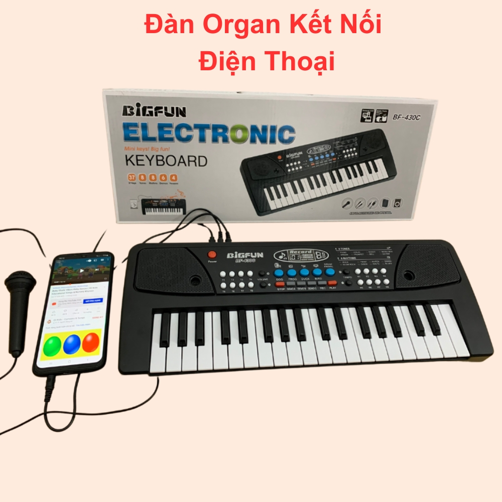 Đàn organ kèm mic đàn piano cho bé kết nối điện thoại 37 phím đa dạng chức năng giai điệu