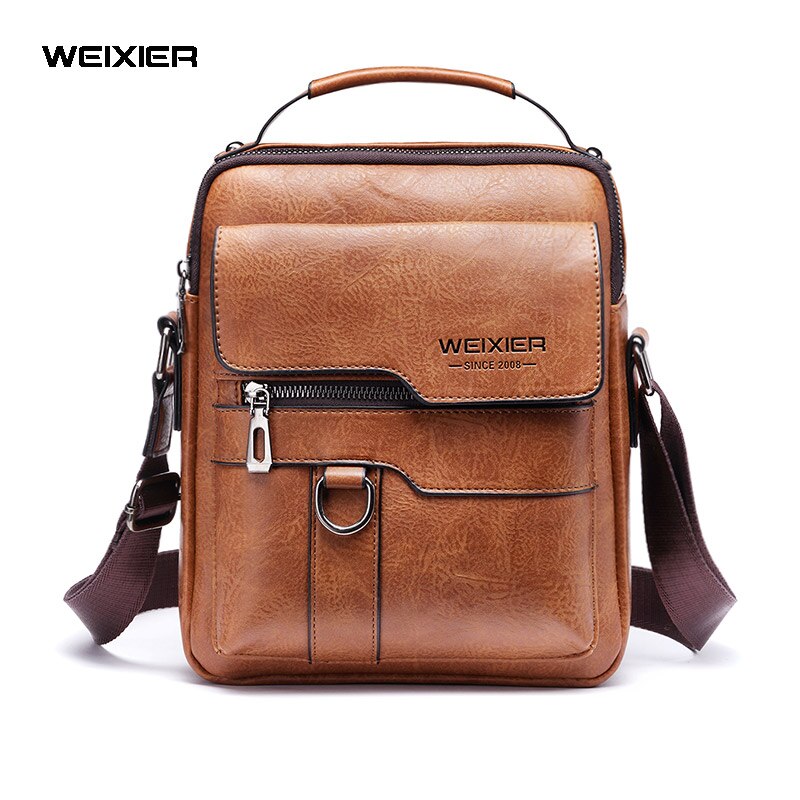 Weixier Túi Đeo Ngang Người Nam Túi đeo vai người đàn ông cổ điển Túi xách chất liệu PU sức chứa lớn Túi da cho túi đưa thư nam Tote Túi Ví