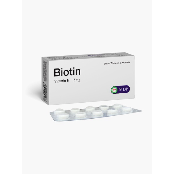 Viên uống Biotin bổ sung Vitamin H và Vitamin B5 giảm tóc gãy rụng, tóc yếu, móng tay dễ xước gãy vo