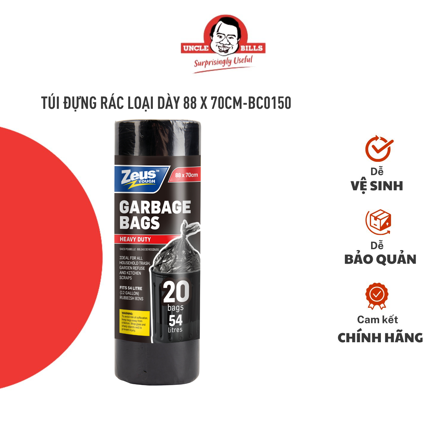 20 túi rác cuộn tròn màu đen ubl bc0150