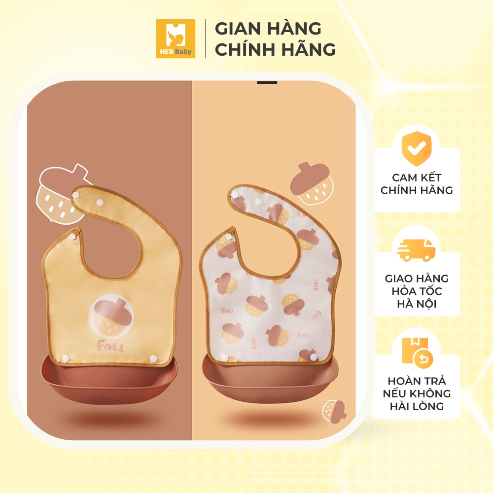 Yếm Ăn Dặm Silicon Dẻo Có Máng Sạch Sẽ, An Toàn, Tiện Lợi, Chống Rơi Vãi - Herbaby