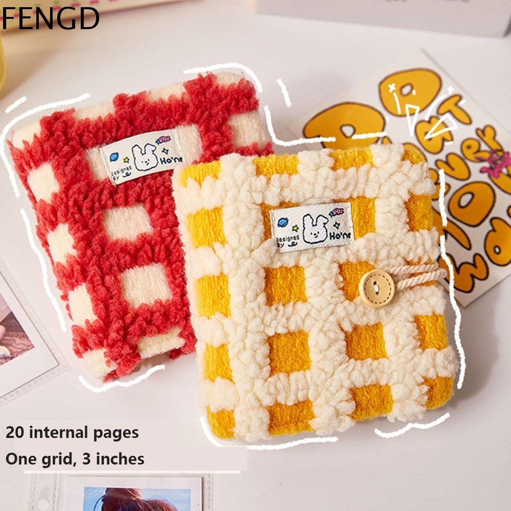 FENGD Lá rời Bìa album ảnh bằng vải nhung lông 3 inch Ins Sách sưu tập thẻ ảnh Hộp đựng thẻ ID Tinh tế Ví đựng thẻ ảnh Văn phòng phẩm trường học