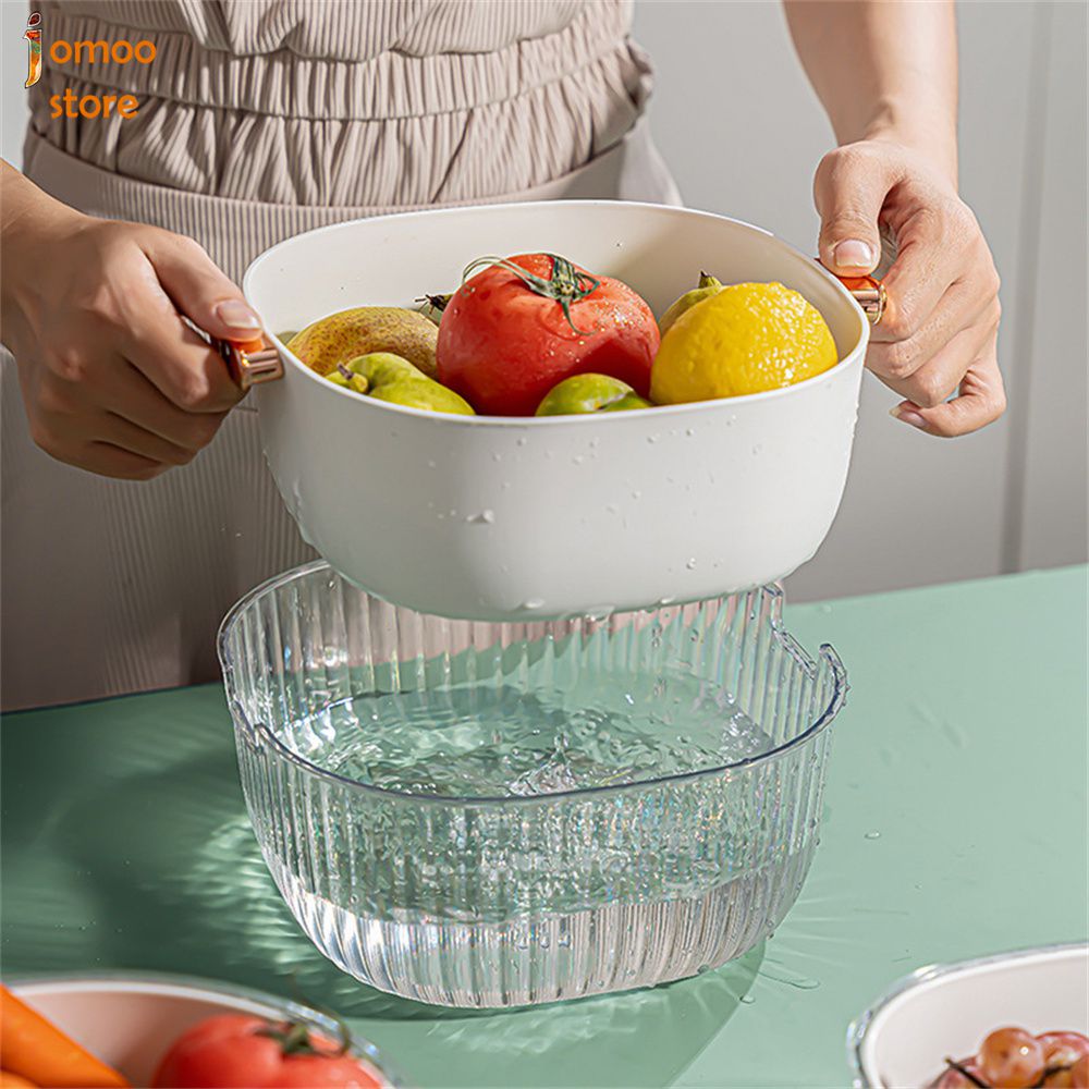 Jomoo hai lớp rổ ráo nước nhà bếp cho trái cây và rau quả hộ gia đình chất lượng cao trái cây và rau lưu vực nhựa dày lọc nước lưu vực rửa rau