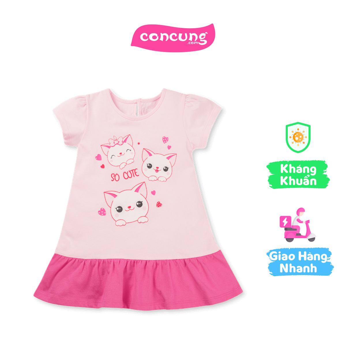 Đầm bé gái Animo Easy LU0325017 (3Y,Hồng tím,TT02)