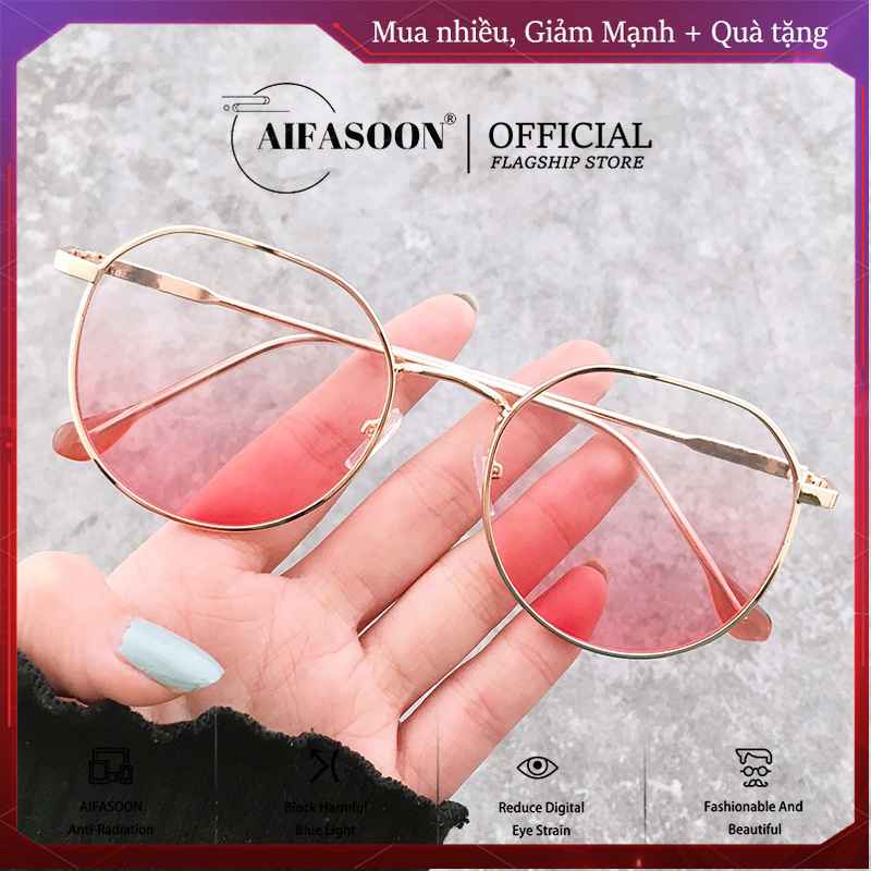 AIFASOON Mắt Kính Nữ Giả Cận Dùng Máy Tính Bảo Vệ Chống Bức Xạ/ Ánh Sáng Xanh/ Mệt Mỏi Phong Cách Hàn Quốc Trong Suốt