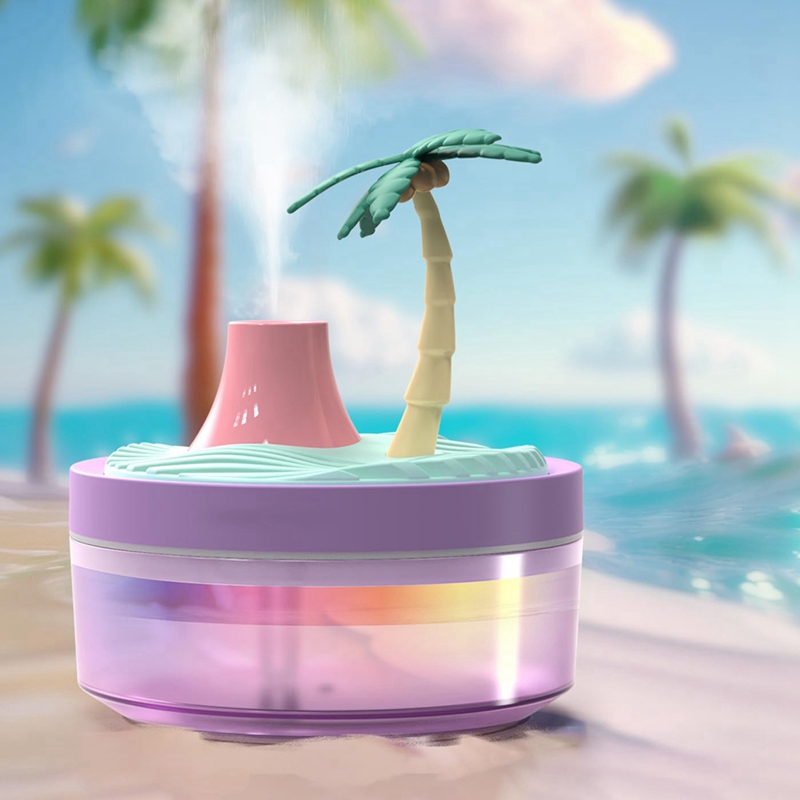Cute Mini Humidifier Coconut Tree Desktop Humidifiers for Bedroom Portable Small Cool Mist Humidification for Home