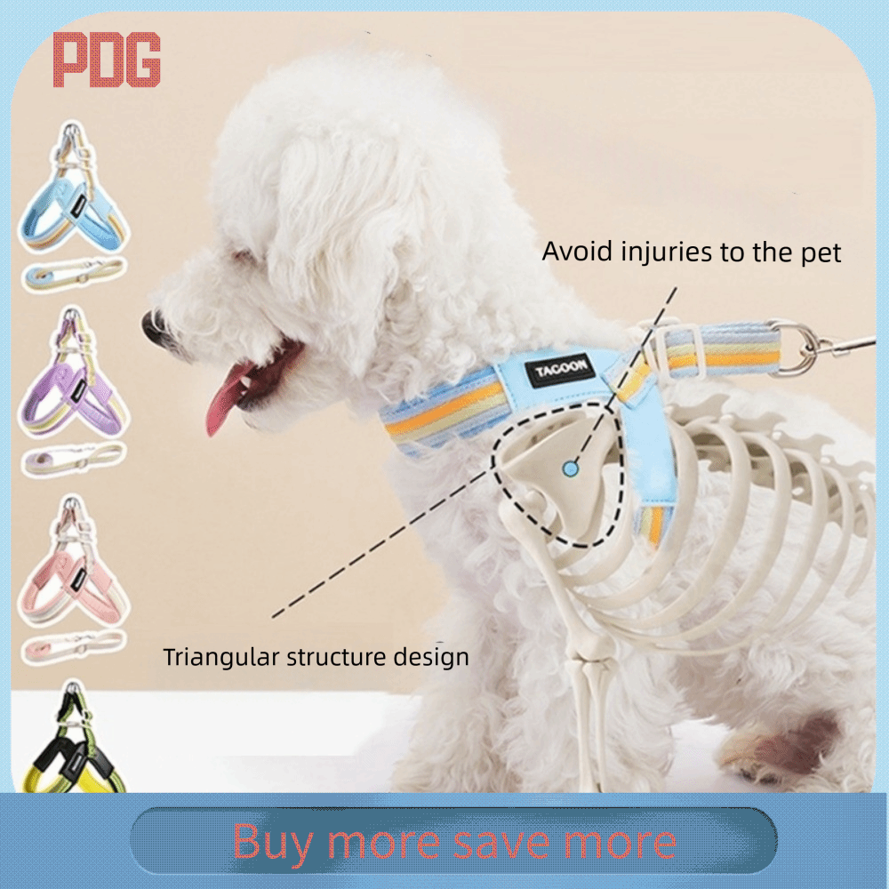 PDG Hình chữ Y Dây Dẫn Chó Có thể điều chỉnh Cầu vồng Dây nâng cho chó Mềm mại Thoáng khí Áo vest cho thú cưng Dành cho chó nhỏ và trung bình
