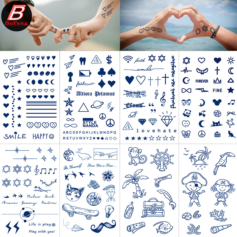 Bán vĩnh viễn thảo dược Tattoo Sticker thấm nước nhỏ tươi lâu dài mực không phản chiếu hình xăm giả nghệ thuật cơ thể cho nam giới và phụ nữ