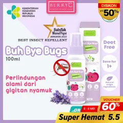 BerryC Buh Bye Bugs 100ml Anti Nyamuk Spray Anak Bayi Alami No DEET Mosquito Repellent Natural
