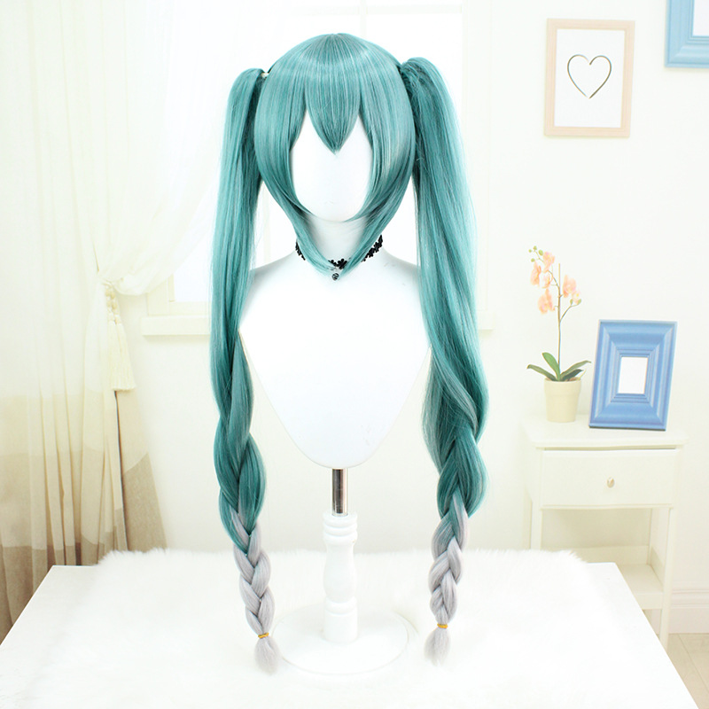 [Drifting] Hatsune Future Miku2024 Snow Miku Cos Wig Hand-Made Same Style Split Shape Double Ponytai