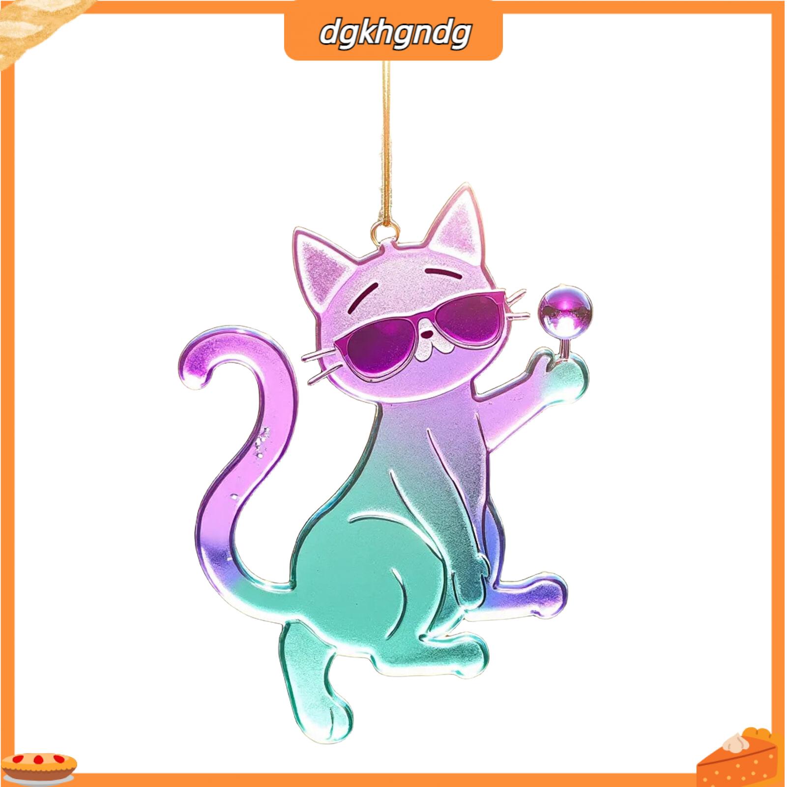 Kính mát mèo suncatcher phim hoạt hình Kitten trang trí 6pcs Mèo Kính mát suncatcher trang trí dễ thương phim hoạt hình Kitten Acrylic Mặt dây chuyền cho trong vườn ngoài trời trong nhà cửa sổ đồ trang trí treo tường 2D phẳng động vật
