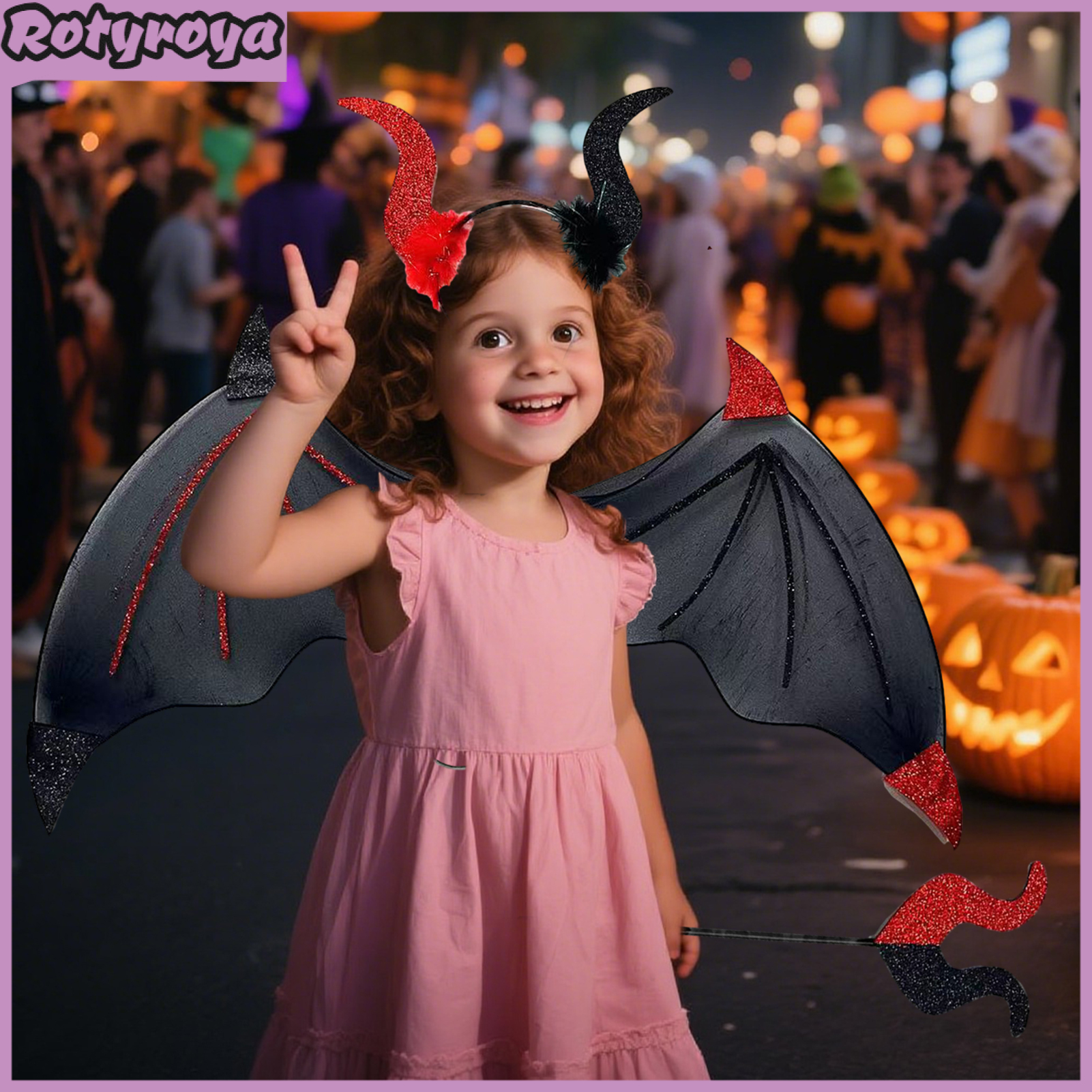 3Pcs/Set Devil Wings Hair Hoop Set Trident Fork Demon Role Play Headband Set Halloween Costume Accessories ราคา 179 บาท*ส่งฟรี