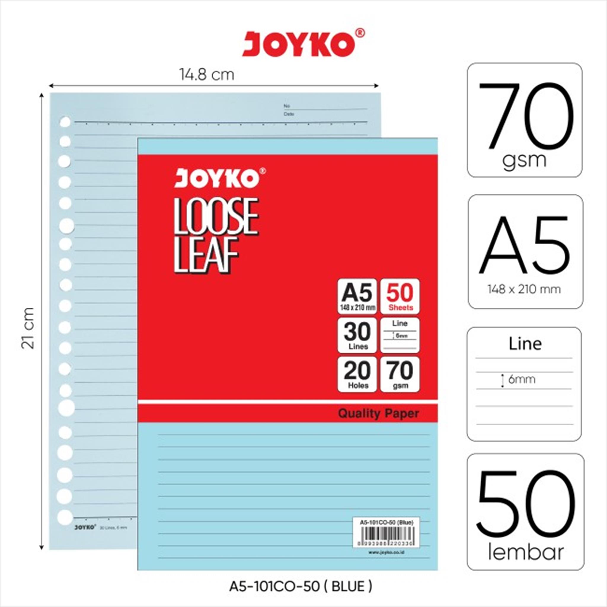 NA Joyko Loose Leaf Color A5 B5 / Refill Kertas Binder 50 Lembar / Isi Kertas File Binder Warna