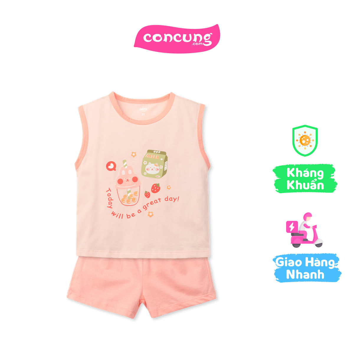 Bộ bé gái ngắn Animo Easy TX0825061 (3Y,Kem-đỏ đô,DD02)