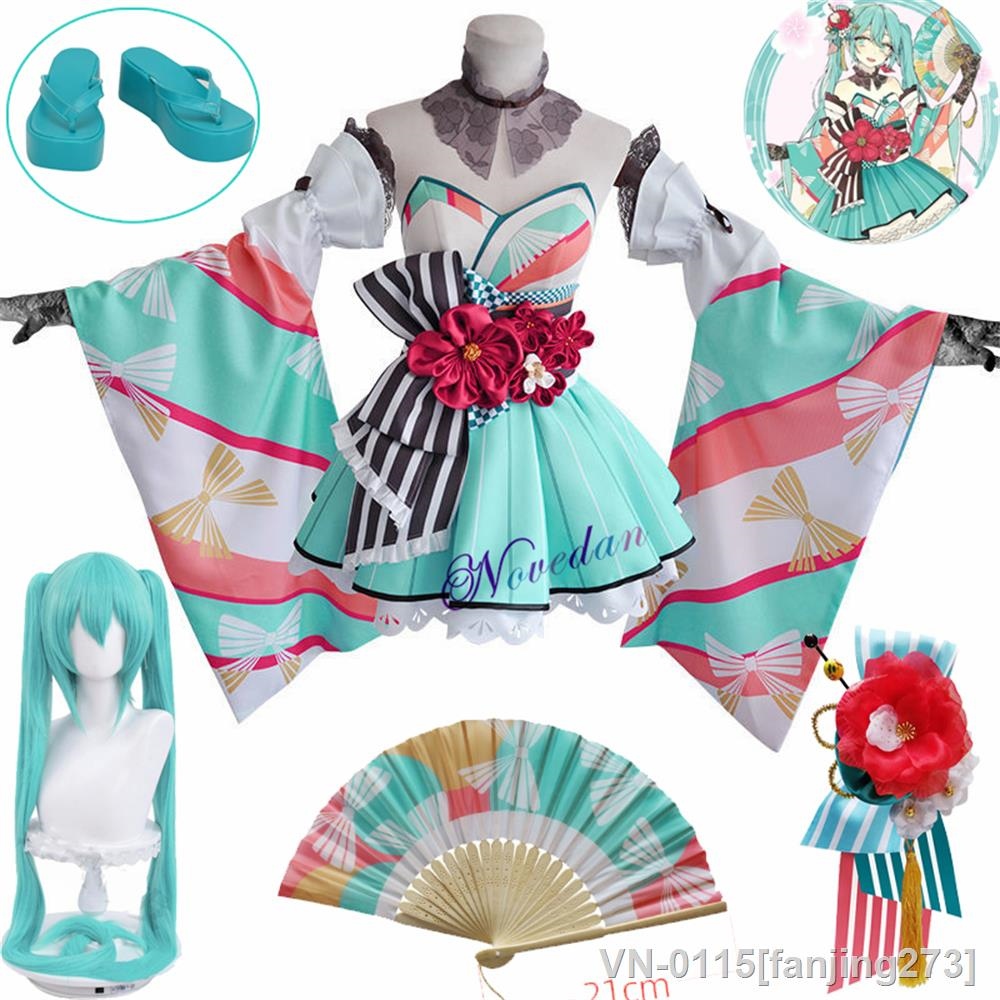 fanjing273 Miku quimono vestido cosplay feminino đồng phục nữ anime roupa lễ hội Halloween peruca de fantasia 39 Thế giới văn hóa