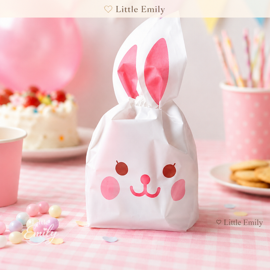 FP182 (50 Pieces) Rabbit Ear Plastic Cookie Loot Bag