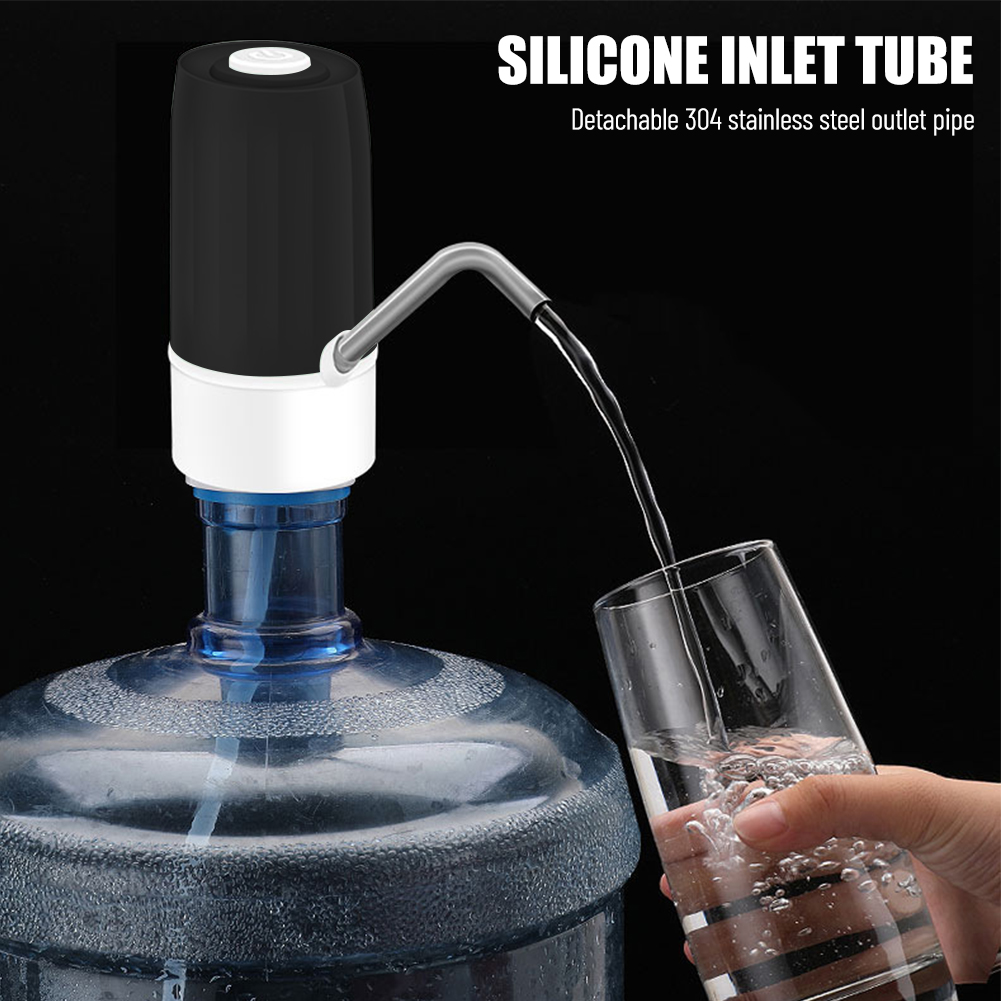 Tự Động Điện Máy Bơm Nước Gallon thiết bị đựng nước uống Thông Minh Có Thể Sạc Lại Lớn Xô Tiếng Ồn Miễn Phí Máy Bơm chai nước Với Chuyển Đổi Và Cáp USB Cho gia đình văn phòng ngoài trời Đen