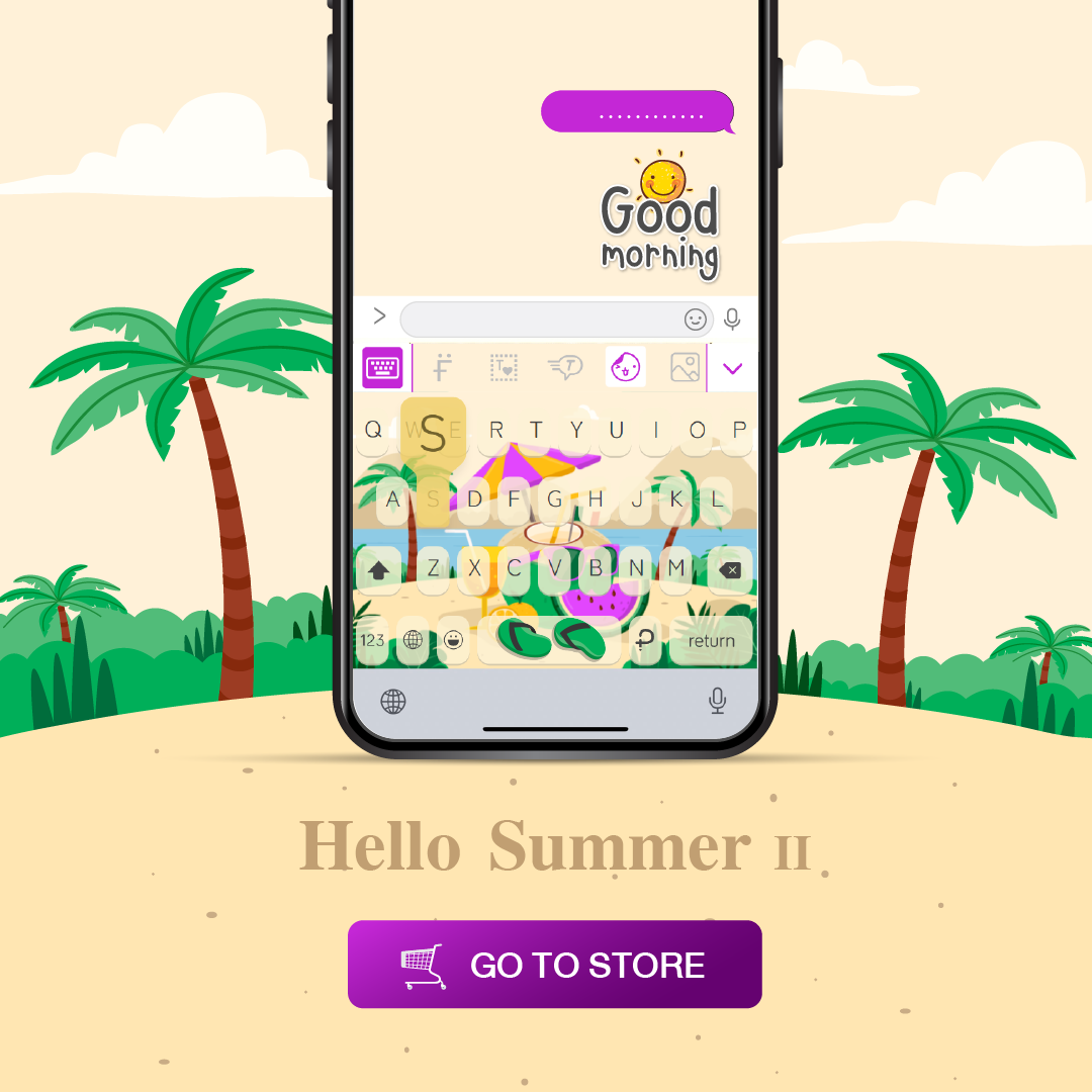 บัตรกำนัลดิจิทัล อีเวาเชอร์ส่วนลดสินค้า Pastel Keyboard ธีมแป้นพิมพ์ Hello Summer II⎮ (E-Voucher) สำหรับแอปแป้นพิมพ์สีพาสเทล ราคา 69 บาท*ส่งฟรี