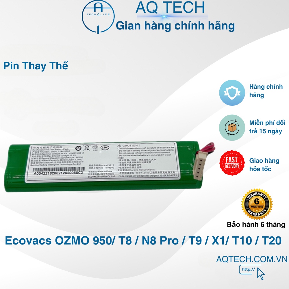 Pin Thay thế Ecovacs DEEBOT OZMO 950/ T8 / T9 / T5 Max / X1 Omni/ T10/ T20 Series