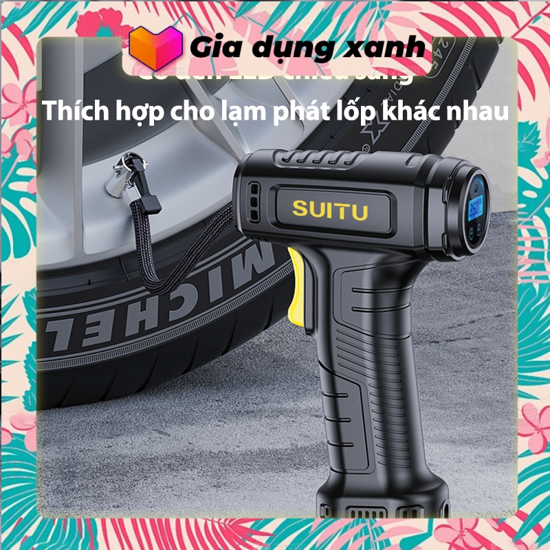 máy bơm lốp ô tô suitu máy bơm không dây cầm tay dùng pin cầm tay thông minh tự động ngắt theo áp suất