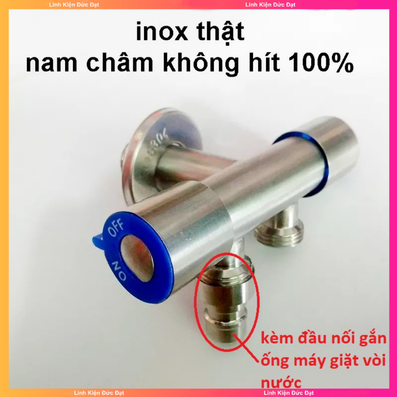 Van vòi sen van xả nước 2 đầu inox thật 100% SUS 304 ruột khoá bằng đồng Hàng xịn K01