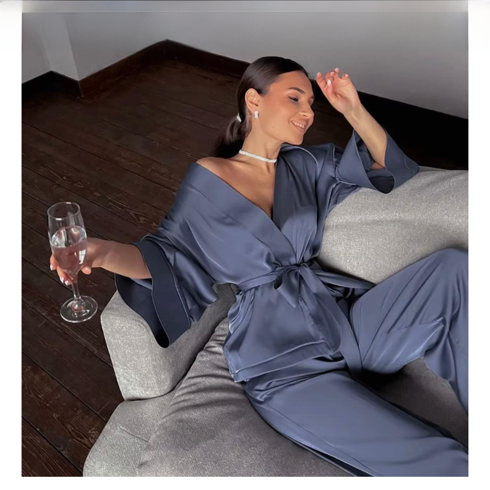 ZYSH FASHION Silk Ladies Sleep Wear Night Dress with Shirt and Trouser (Complete Sleeping Suit) For Women/Nighty for Girls western style short gown night dress, Bridal night gown, Women's Robe satin silk short gown night dress, Sleepwear