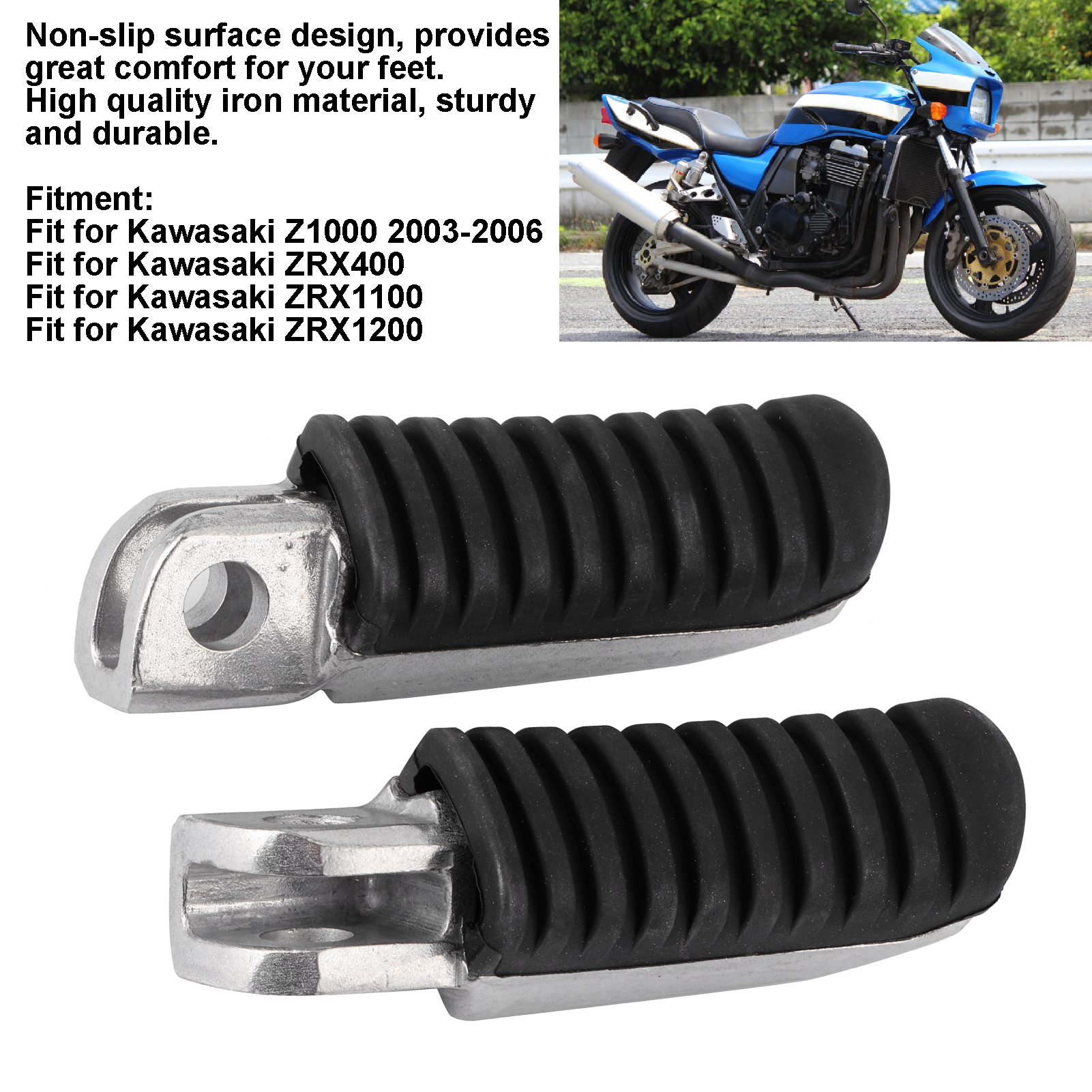 Phía Trước Footpegs Sắt Chất Liệu gắn vào đơn giản Motorbikefoot PEGs Cho Z1000/Zrx400/Zrx1100/Zrx1200 Cho Phụ tùng xe máy