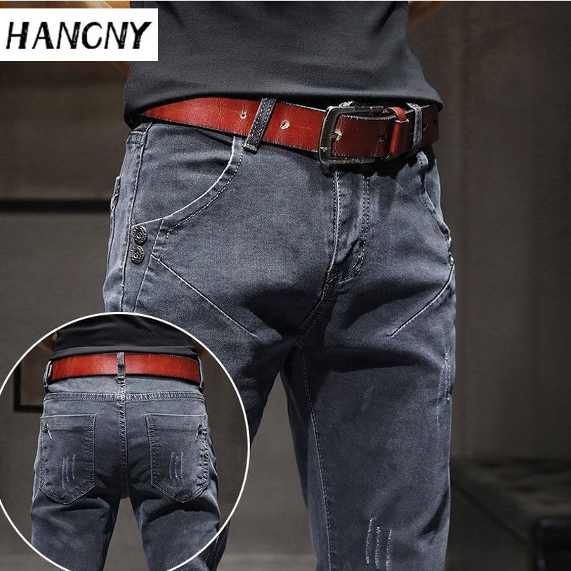 Nam quần Jean co giãn ôm vừa quần chân nhỏ mùa hè mới giản dị đa năng xu hướng thanh niên quần dài