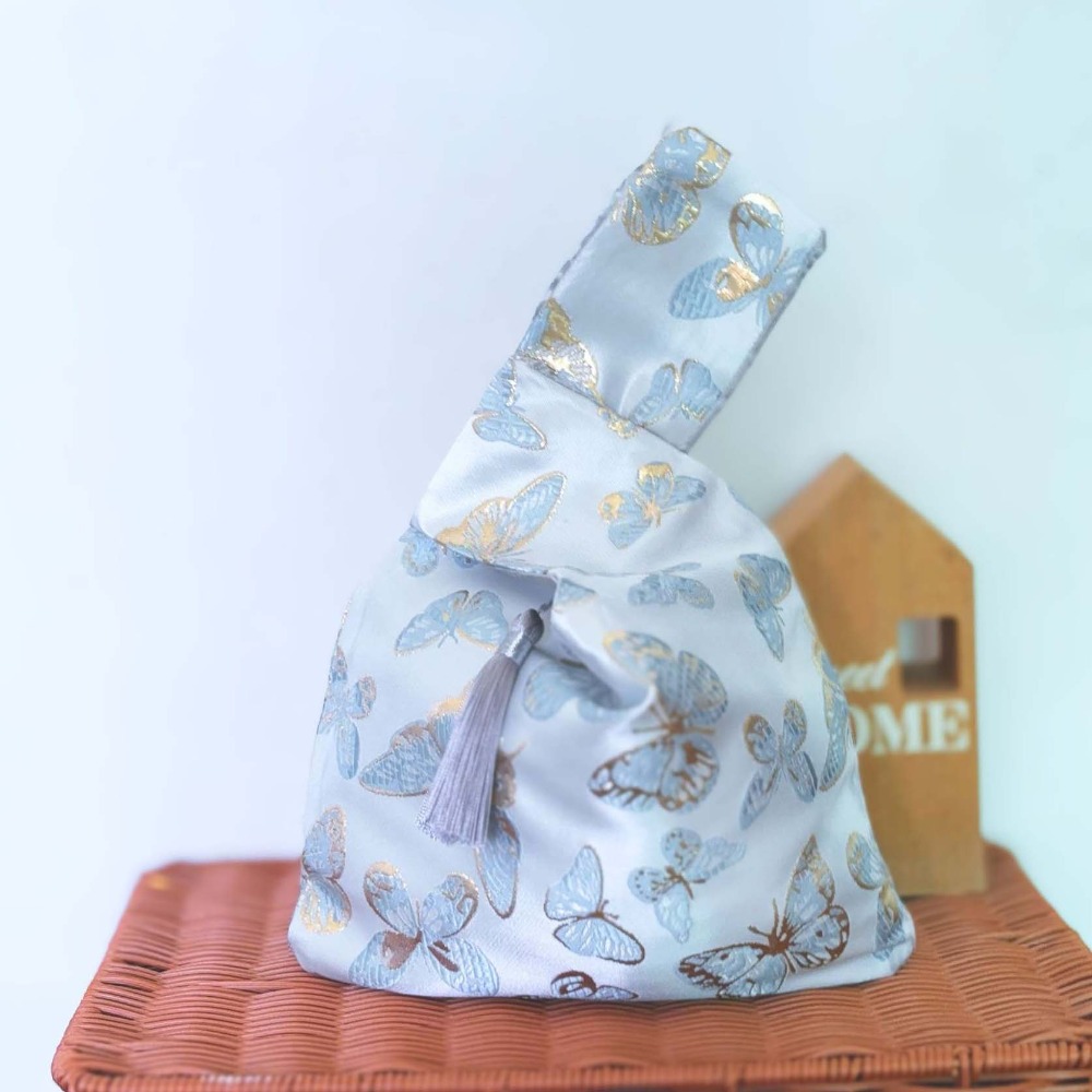 HERWK  dây chuyền hoa Túi đeo cổ tay Thắt Nút Tua Rua Ví đựng đồ Phụ kiện Hanfu Túi xách phong cách Trung Quốc mới Túi đựng mỹ phẩm Thanh lịch Túi nhỏ Bé gái - 2