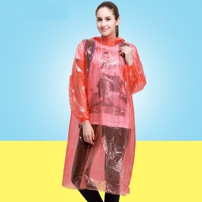 Jas Hujan Plastik LDPE Poncho Lengan Panjang Emergency Raincoat Harga 8,925 rupiah*Gratis Ongkir