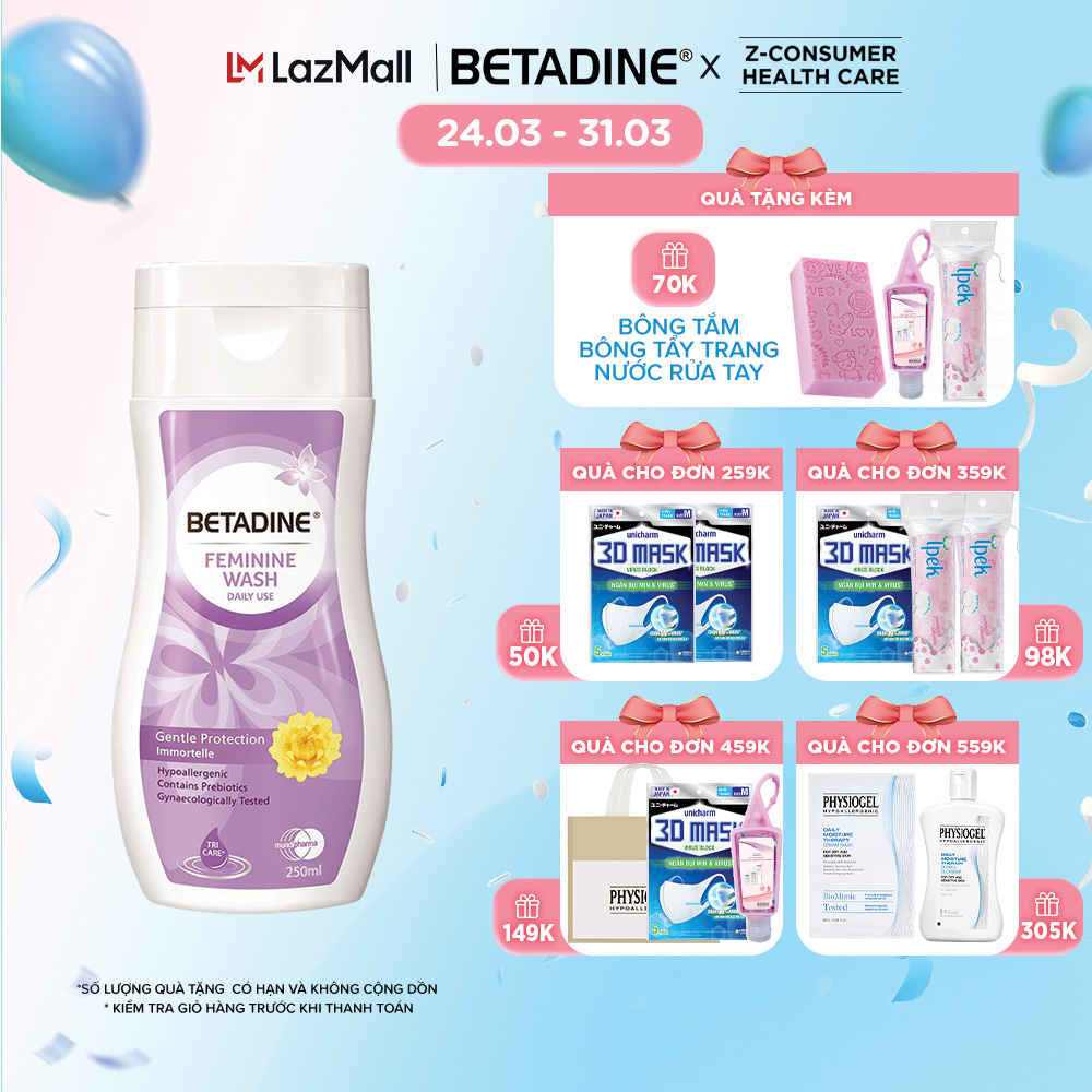 Dung dịch vệ sinh phụ nữ Betadine Feminine Wash Daily Use Gentle