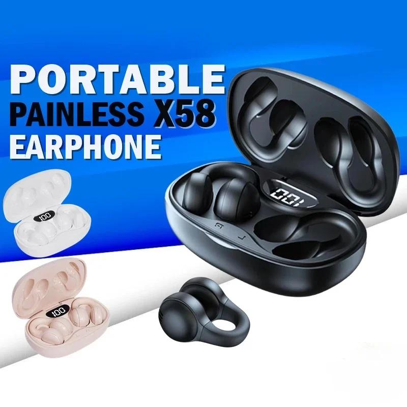 X58 TWS Wireless Bone Conduction Headphones Bluetooth 5.3 Earphones Waterproof Sports Earbuds Earring Ear Hook With Mic Headset ราคา 185 บาท*ส่งฟรี