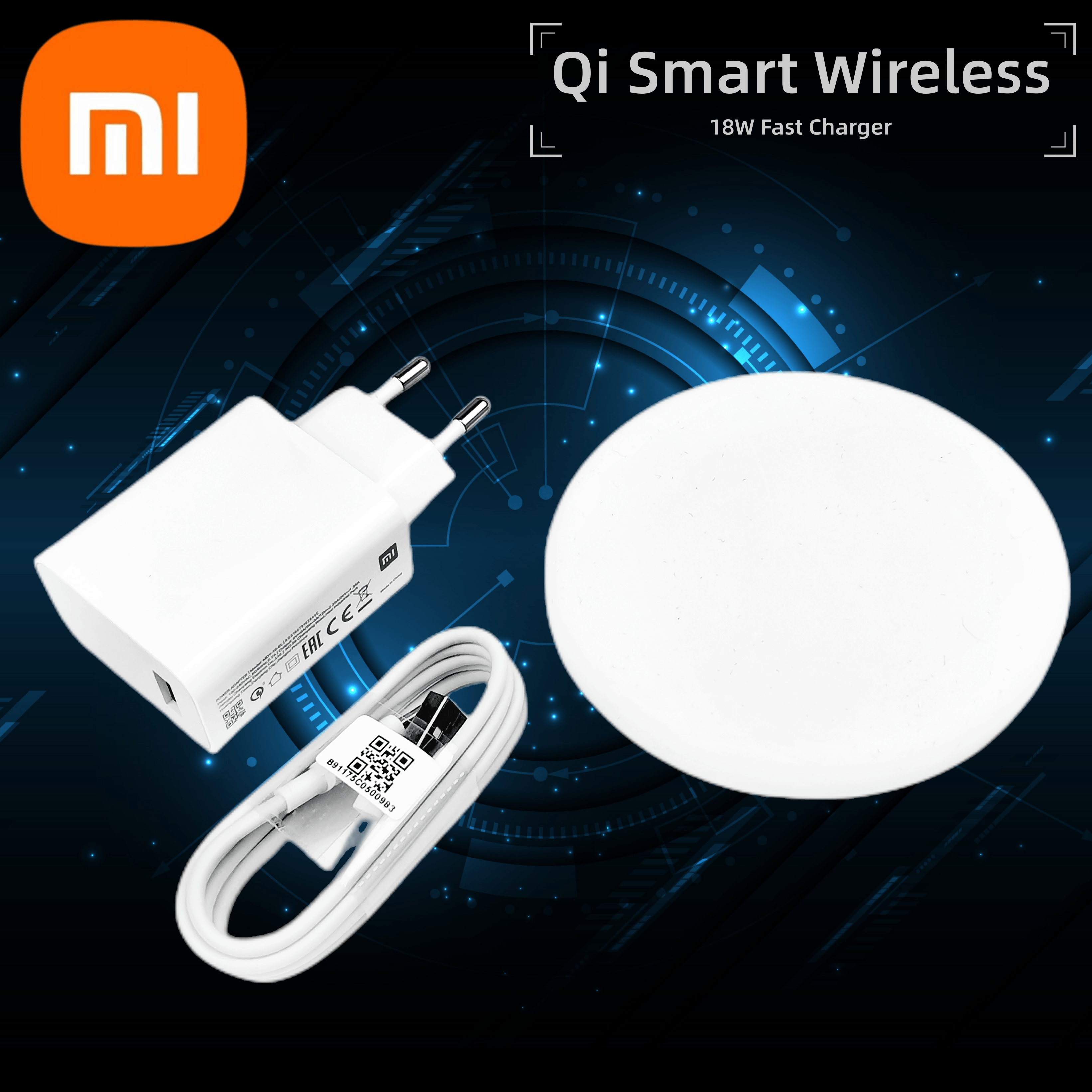 【Support-Cod】 Wireless Charger Fast Qi Stand Max 18w 9v2a Charge Pad 3a Usb C Cable For Mi 10 9 For 