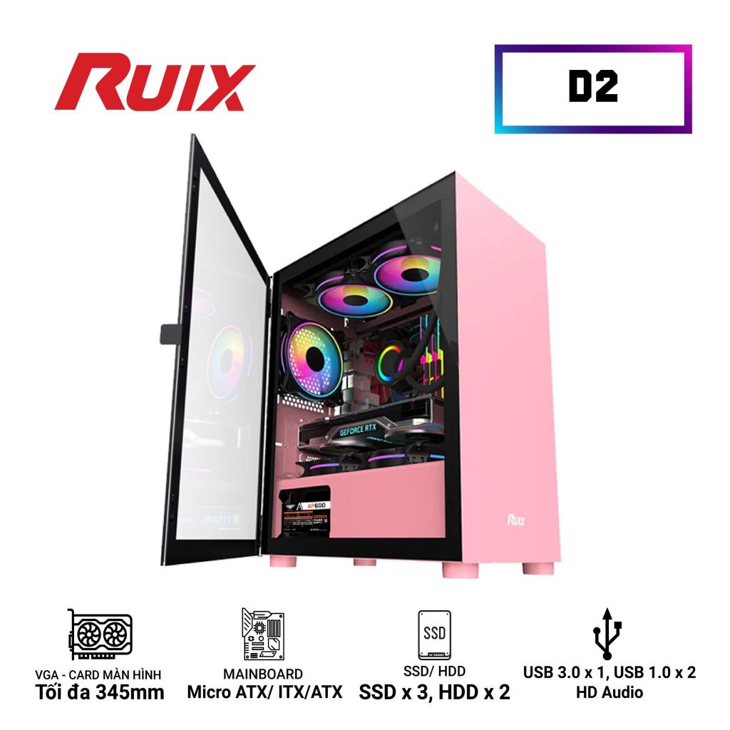 Case Ruix D2 ( 350 X 210 X 415 Mm , Mặt Kính Cường Lực ) - Hồng