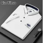 QiaoYiLuo Áo Thun Có Cổ mùa hè nam thêu, áo phông dành cho nam tay ngắn đơn giản