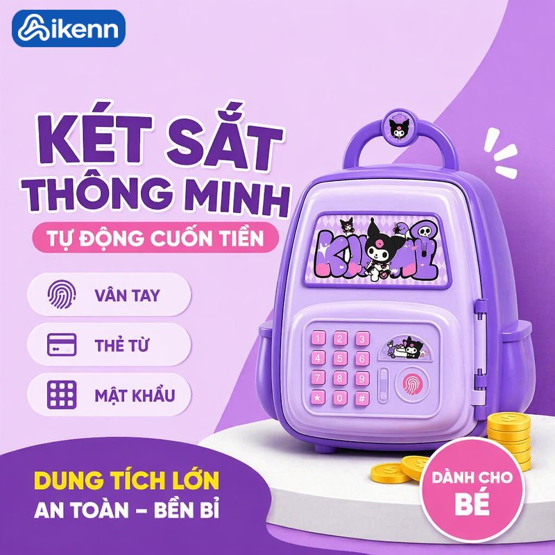 Aikenn Két sắt mini thông minh khóa điện tử vân tay thẻ từ mã số báo động chống trộm cho bé gia đình