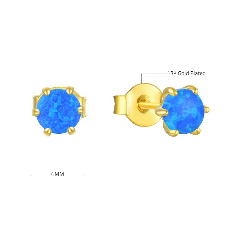 High-End Fine Jewelry Set For Women 18K Gold Plated Blue Opal And Ring Earrings Necklace On Sterling Silver 925
