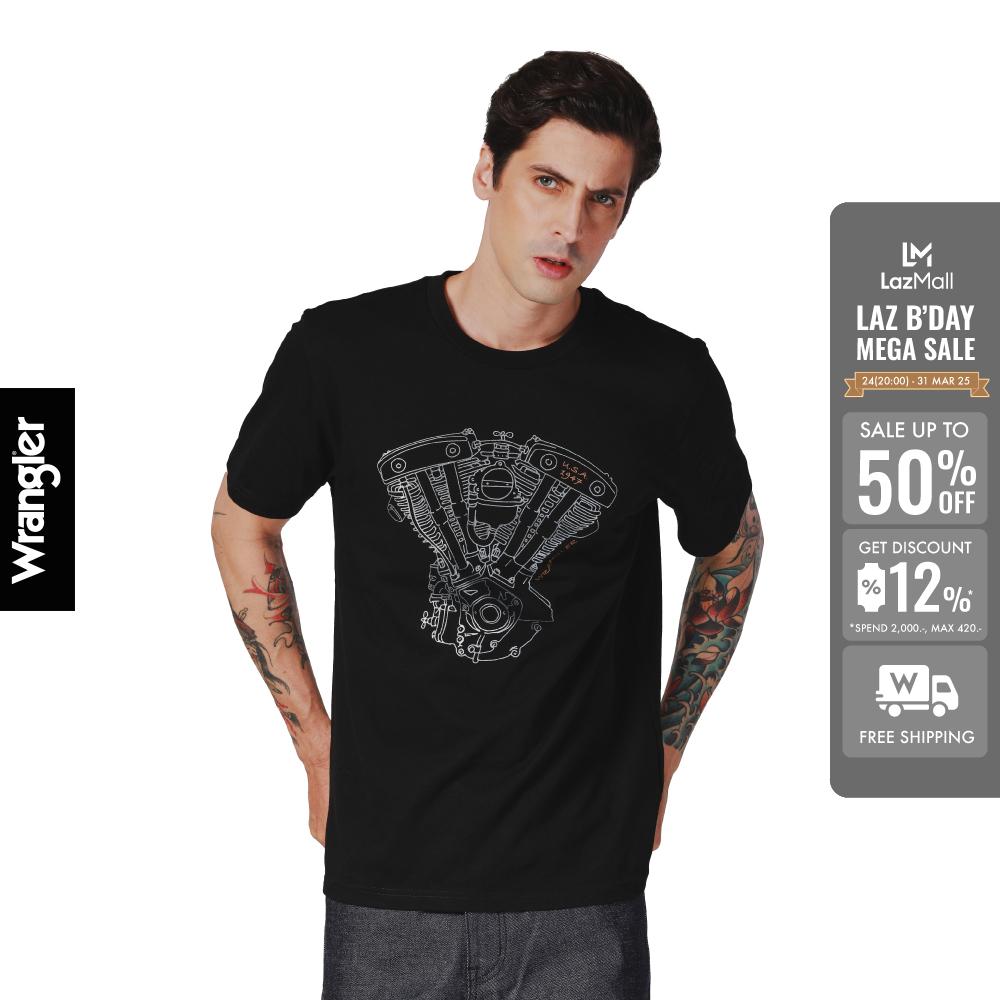 WRANGLER เสื้อยืดแขนสั้นผู้ชาย คอลเลคชั่น Biker Regular รุ่น WR F324MTSSN24 ราคา 645 บาท*ส่งฟรี