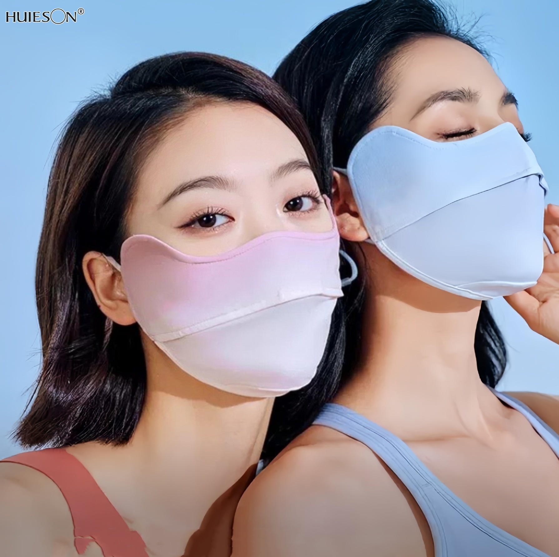 【HUIESON】 Sunscreen Ice Silk Mask for Women, UV resistant, Breathable, Eye protection, Ice Silk Sunscreen Mask for Outdoor Sunscreen Face Mask