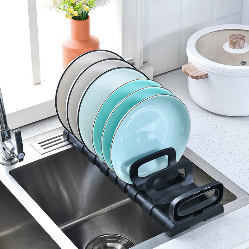 Nhà bếp có thể điều chỉnh giá đỡ bát đĩa dưới ngăn kéo tủ bát tấm lưu trữ chủ có thể thu vào làm khô đĩa kệ bàn bồn rửa nguồn cung cấp tổ chức