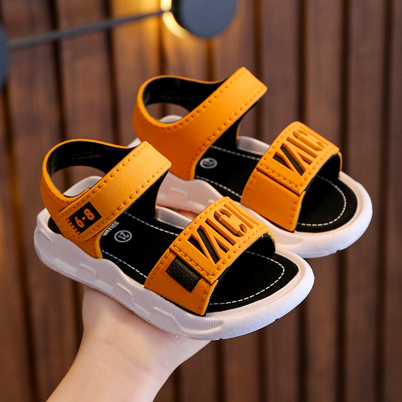 YA ZHOU LONG Boys' sandals New Korean version of children's fashion sandals in summer Non-slip PVC soft-soled beach sandals