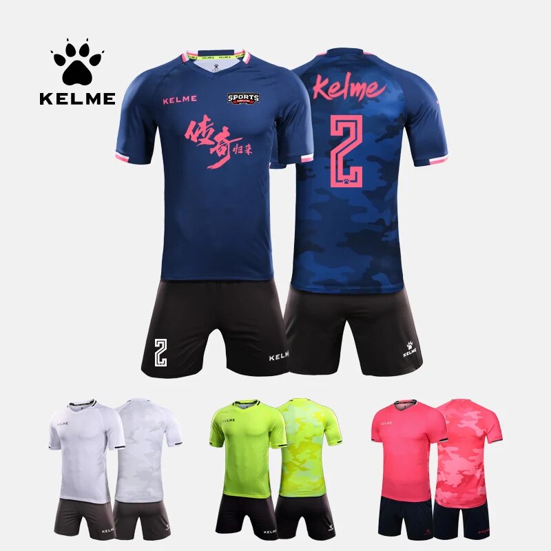 KELME Custom Men's Soccer Jerseys Uniform Men Tracksuit Football Uniforms Jerseys Shorts Soccer Training Suit Male KMC160028 ราคา 491 บาท*ส่งฟรี
